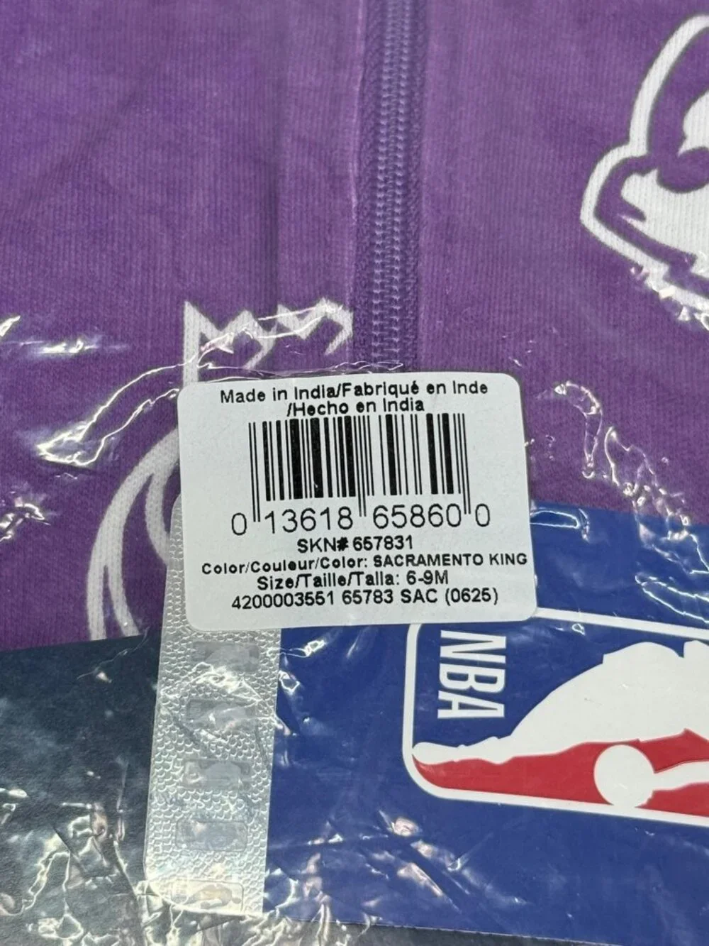 Gerber NBA Sacramento Kings Baby Sleep & Play Pajamas Purple 6-9 Months Cotton B